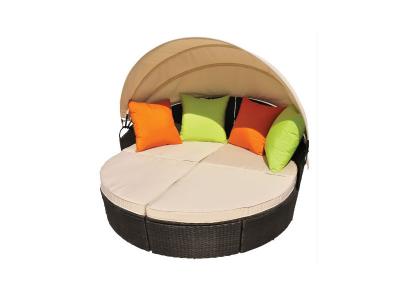GENERIQUE Canap&eacute; modulable avec toit pare-soleil coussins mobilier de jardin Alcova