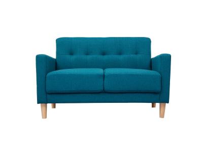 MILIBOO Canap&eacute; scandinave 2 places en tissu bleu canard et bois clair MOON