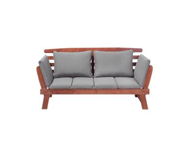 BELIANI Canap&eacute; en bois avec coussin gris portici 79279