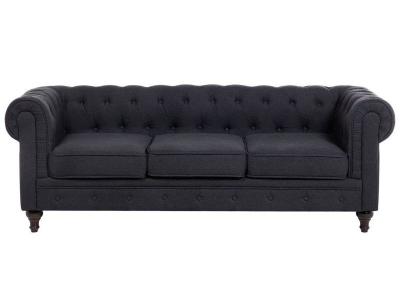 BELIANI Canap&eacute; 3 places chesterfield tissu gris graphite 54604 