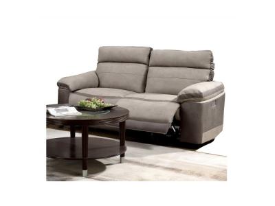 MEUBLETMOI Canap&eacute; relaxation 2,5 places motoris&eacute; en tissu bicolore beige - CLARA