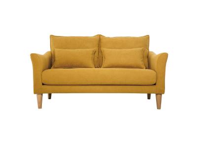 MILIBOO Canap&eacute; scandinave 2 places tissu effet velours jaune moutarde KATE