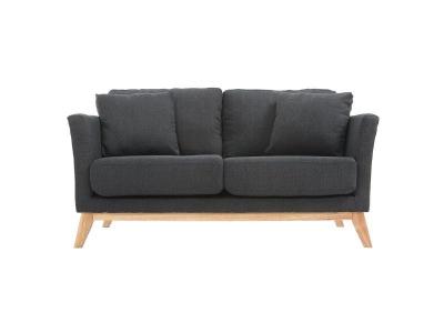 MILIBOO Canap&eacute; scandinave d&eacute;houssable 2 places en tissu gris fonc&eacute; et bois clair OSLO