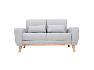 MILIBOO Canap&eacute; scandinave 2 places en tissu gris clair et bois clair EKTOR