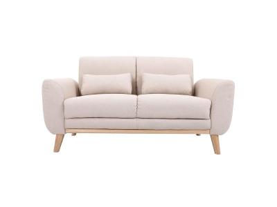 MILIBOO  Canap&eacute; scandinave 2 places tissu naturel et bois clair EKTOR
