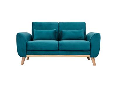 MILIBOO  Canap&eacute; scandinave 2 places velours bleu p&eacute;trole EKTOR 