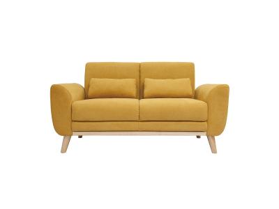 MILIBOO  Canap&eacute; scandinave 2 places velours jaune moutarde EKTOR 