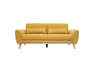 MILIBOO  - Canap&eacute; scandinave 3 places effet velours jaune moutarde EKTOR