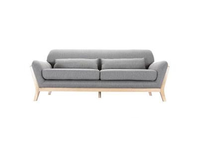 MILIBOO  Canap&eacute; scandinave 3 places en tissu gris et bois clair YOKO