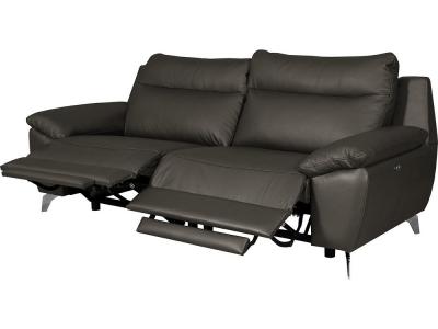 VENESETTI Canap&eacute; 3 places relax en cuir italien avec 2 relax &eacute;lectriques PERINI anthracite