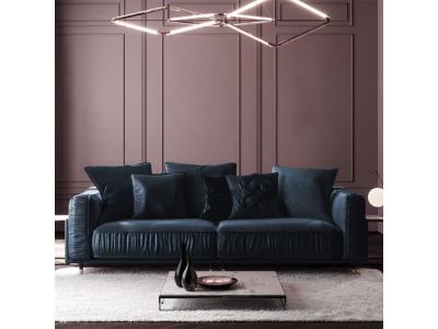 MAISON AUBERTIN Canape droit 3 places en velours bleu 109 x 234 x 104 cm