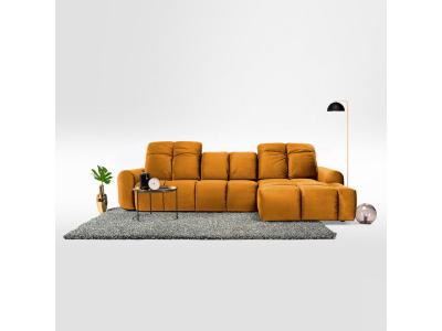  Canap&eacute; Velours Convertible Angle droit Jaune Anacapri - 3 Places