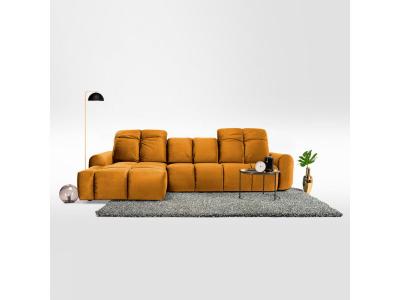  Canap&eacute; Velours Convertible Angle gauche Jaune Anacapri - 3 Places