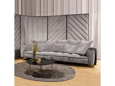  Canap&eacute; Velours Droit Gris Clair Altamo - 4 Places - Gris clair