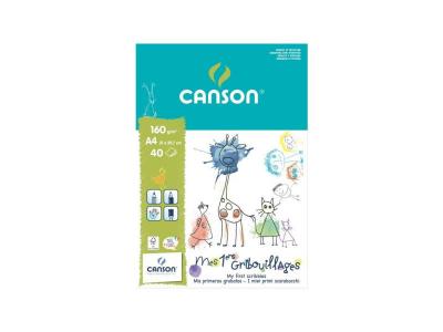 CANSON Bloc papier &agrave; dessin Mes 1ers Gribouillages 40 feuilles A4 - 160 g