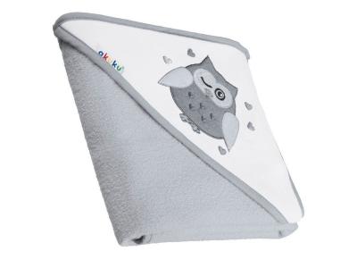  AKUKU Cape de bain b&eacute;b&eacute; serviette 100% coton Gris 80 X 80 cm