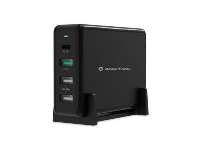 CONCEPTRONIC  Quick Charge PD Base de charge universelle Overmass 1xUSB-C, 3xUSB-A 65W