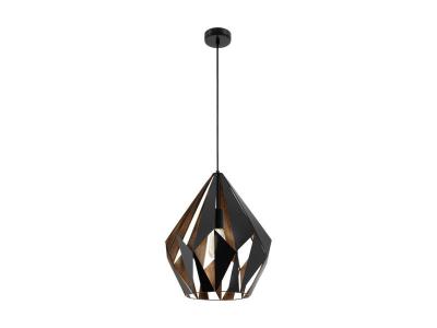 EGLO Suspension Carlton, noire/cuivr&eacute;e, &Oslash; 38,5 cm
