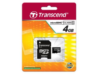 TRANSCEND  4 GB microSDHC 4 Go Classe 4 - Neuf