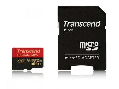 TRANSCEND Carte microSDHC  Ultimate (600x) 32 GB Class 10, UHS-I avec adaptateur SD 