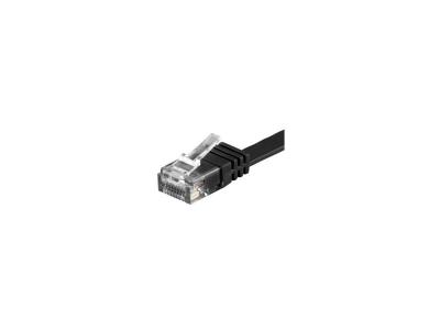 GOOBAY  95380 CAT 6 C&acirc;ble de Liaison Plat, U/UTP, Noir, 1 m Longueur