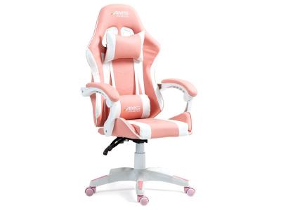 AMS GAMING Chaise ams-gaming gamer#02-pink coloris noir & rose - coussin lombaire & appuie t&ecirc;te - si&egrave;ge gaming 