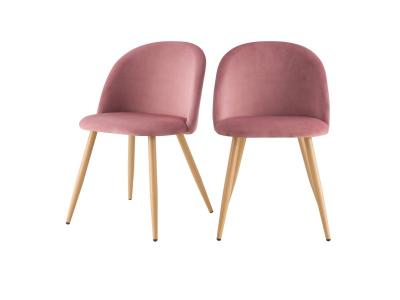 Chaise en velours et pieds en m&eacute;tal (lot de 2) - Cozy - Rose