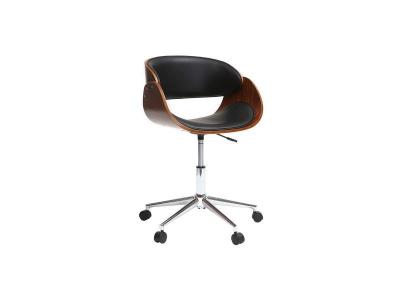 Miliboo Chaise de Bureau &agrave; roulettes Noir et Noyer Bent
