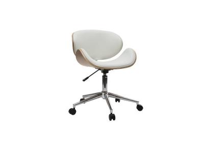 Miliboo - Chaise de bureau design blanc et bois clair WALNUT