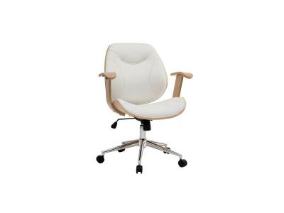 Miliboo - Chaise de bureau design blanc et bois clair YORKE