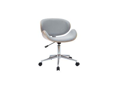 Miliboo - Chaise de bureau design gris et bois clair WALNUT