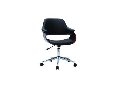 Miliboo - Chaise de bureau design noir et bois fonc&eacute; HANSEN