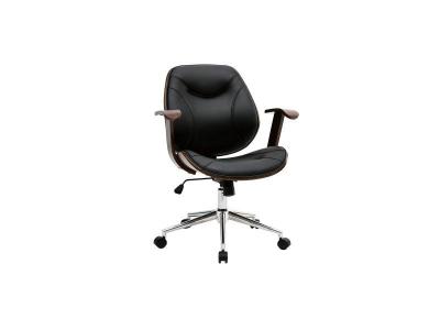 Miliboo - Chaise de bureau design noir et bois fonc&eacute; YORKE