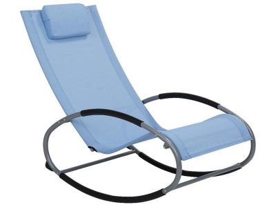 BELIANI Chaise de Jardin Transat &agrave; Bascule en Textile Bleu et Acier Argent&eacute; Mati&egrave;res R&eacute;sistantes et Durables et Design Moderne Tr&egrave;s Confortable 