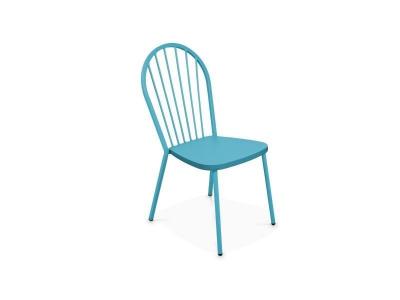 OVIALA Chaise bistrot de jardin en m&eacute;tal bleu