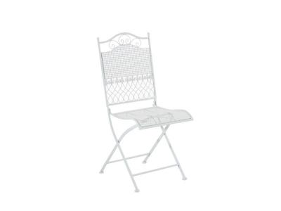 DECOSHOP26 Chaise de jardin en fer forg&eacute; blanc MDJ10025