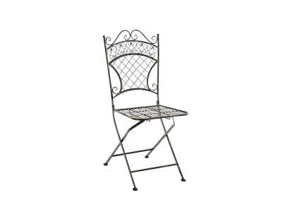 DECOSHOP26 Chaise De Jardin Pliable En Fer Forg&eacute; Bronze Vieilli Mdj10077