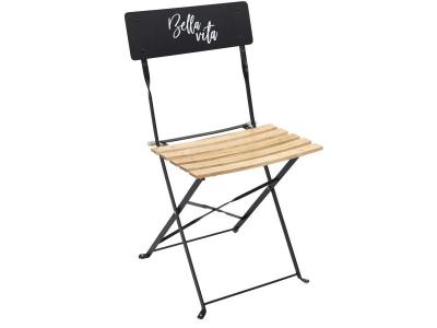 THE HOME DECO FACTORY  - Chaise de jardin pliante Bella Vita noir