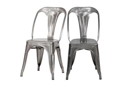 Chaise en m&eacute;tal (lot de 2) - Indus - Chrom&eacute;