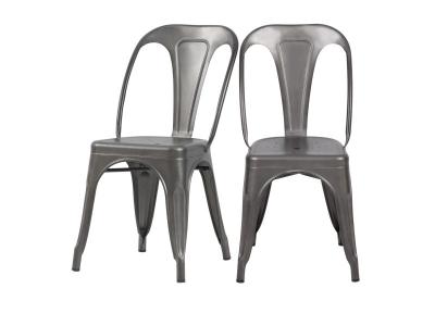 Chaise en m&eacute;tal acier(lot de 2) - Indus - Argent