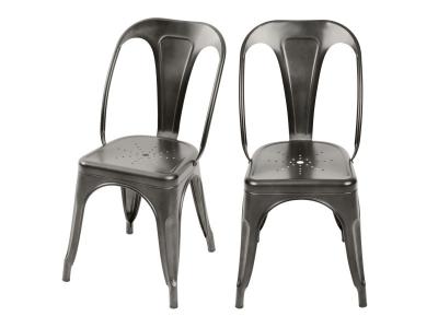 Chaise en m&eacute;tal (lot de 2) - Indus - Gris