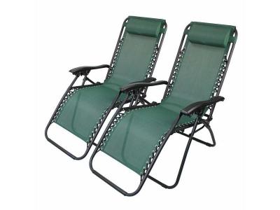 SOTECH Chaise Longue Inclinable, Transat en Textil&egrave;ne de Jardin, 165 x 112 x 65 cm, Vert, Textil&egrave;ne, Pack de 2, Avec coussin, Charge maximale: 100 kg