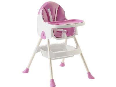 BON PRIX MAISON K IKIDO Chaise haute pour b&eacute;b&eacute; 2 en 1, chaise haute &eacute;volutive pliable avec table &agrave; manger-De 6 mois &agrave; 3 ans-Rose rose