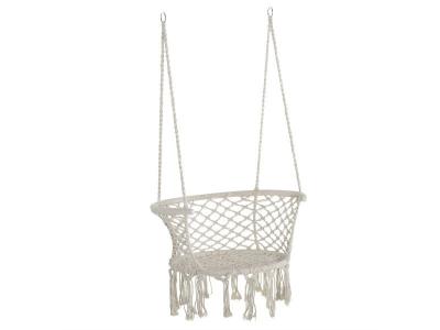 OUTSUNNY Chaise suspendue macram&acute; coton polyester beige