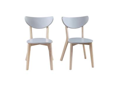 Miliboo Chaises scandinaves gris et bois clair (lot de 2) LEENA