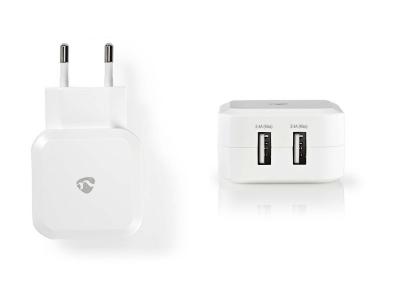 NEDIS  Chargeur Secteur Chargeur Mural 2 USB 2.4 A - WCHAU484AWT