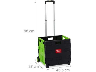HELLOSHOP 26 Chariot de courses pliable poign&eacute;e roulettes en caoutchouc 35 kg poussette de march&eacute; aluminium plastique vert 13_0000708_2 