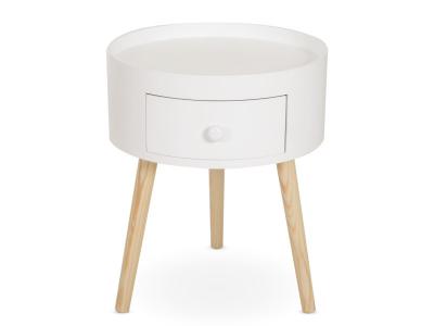 Chevet Table De Nuit Ronde 1 Tiroir Design Scandinave Bicolore