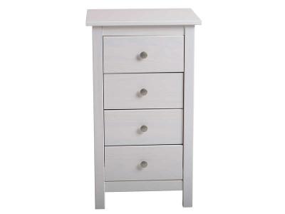 Chiffonnier en bois massif avec 4 tiroirs H80cm BERNA blanc