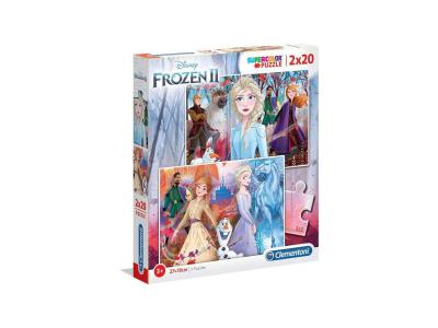 CLEMENTONI Puzzle 2x20 pi&egrave;ces  Supercolor Disney Frozen 2 